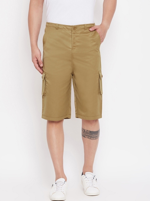 

Hypernation Men Khaki Solid Regular Fit Cargo Shorts