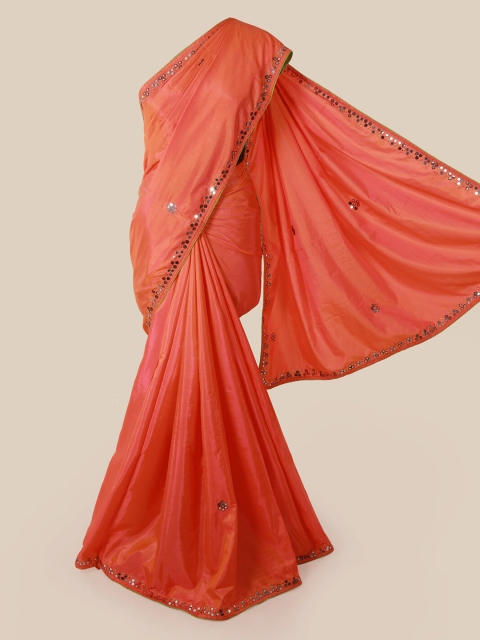 

Pothys Orange Embellished Art Silk Saree