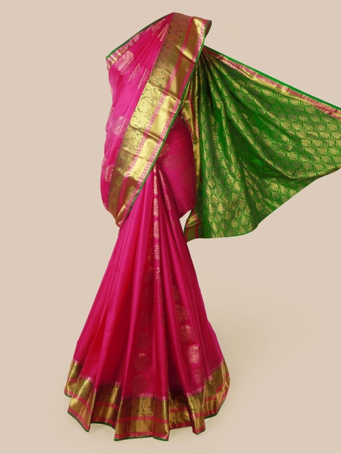 

Pothys Pink & Green Pure Silk Woven Design Saree