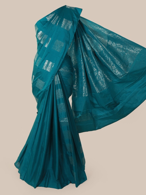 

Pothys Blue & Silver-Coloured Silk Cotton Woven Design Saree