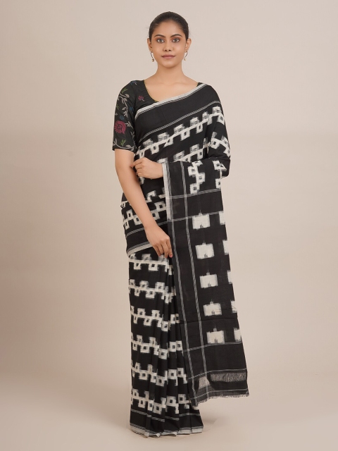 

Pothys Black & White Pure Cotton Printed Saree