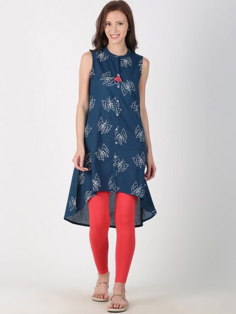 

Saffron Threads Women Navy Blue Cotton Printed Indigo Kurta