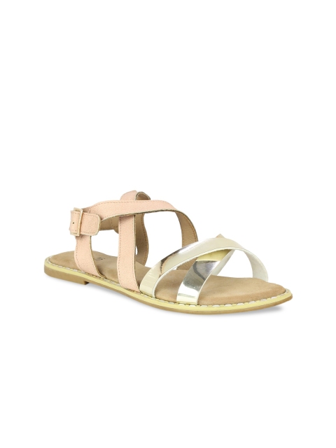 

Inc 5 Women Peach-Coloured Colourblocked Open Toe Flats