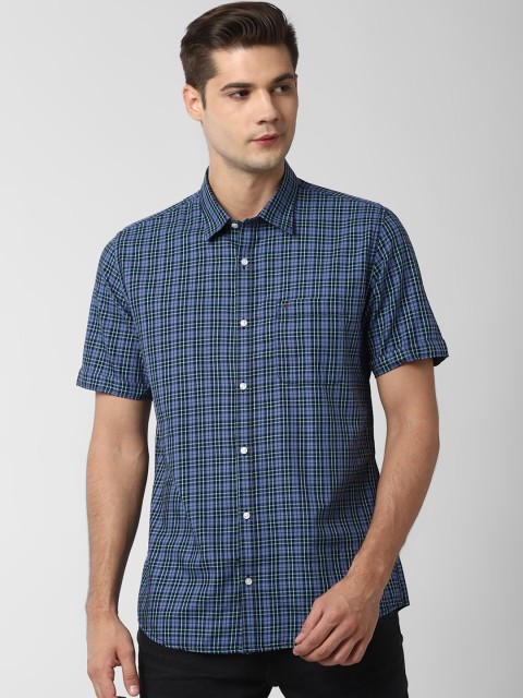 

Peter England Casuals Men Blue & Black Slim Fit Checked Casual Shirt
