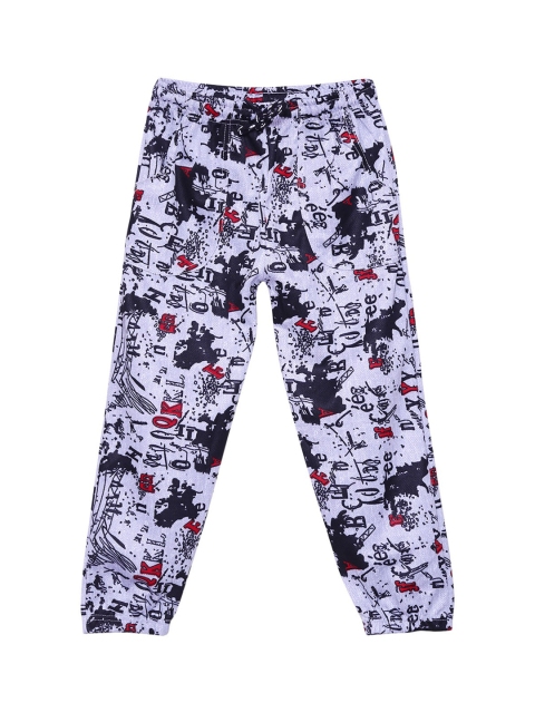 

SWEET ANGEL Boys Grey Melange & Black Graphic Printed Straight-Fit Joggers