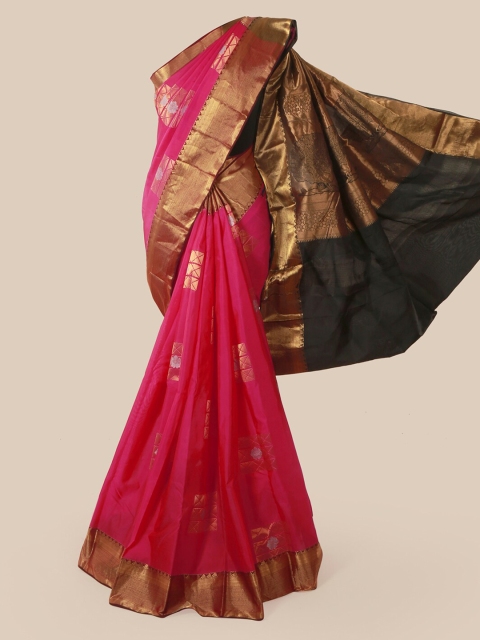 

Pothys Pink & Black Pure Silk Woven Design Saree