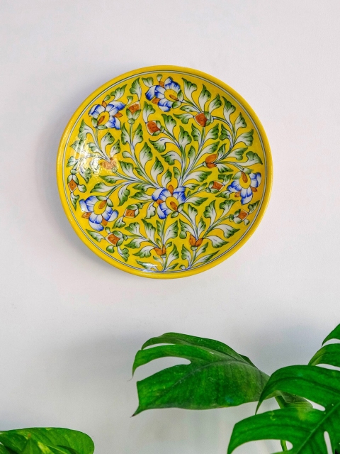 

Neerja Yellow & Green Floral Hand-Painted Handmade Pottery Wall Plate