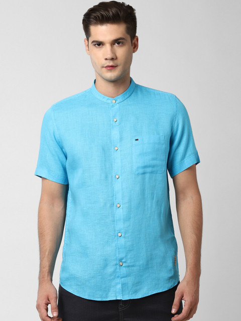

Peter England Blue Pure Linen Solid Slim Fit Shirt