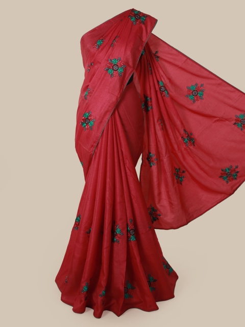 

Pothys Red Embroidered Art Silk Saree