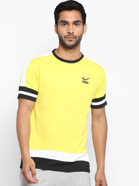 

Yuuki Men Yellow Solid Round Neck T-shirt