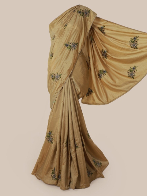 

Pothys Tan Embroidered Art Silk Saree