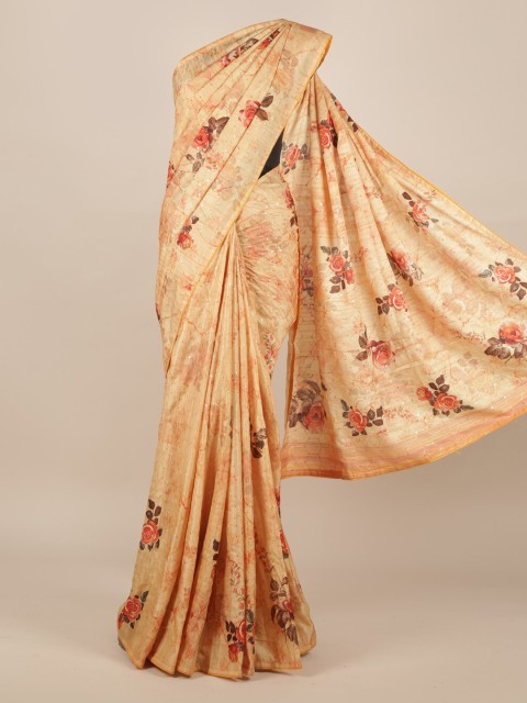 

Pothys Beige Pure Silk Printed Tussar Saree