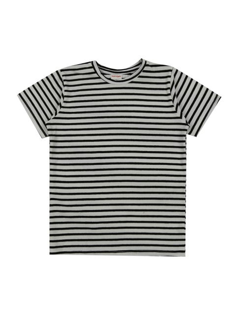 

RAINE AND JAINE Boys Off-White & Black Pure Cotton Striped Round Neck T-shirt