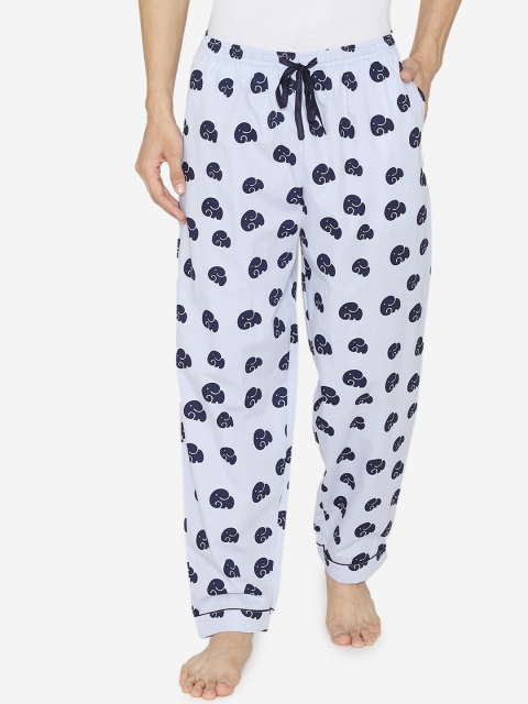

Fluffalump Men Blue Printed Cotton Lounge Pants