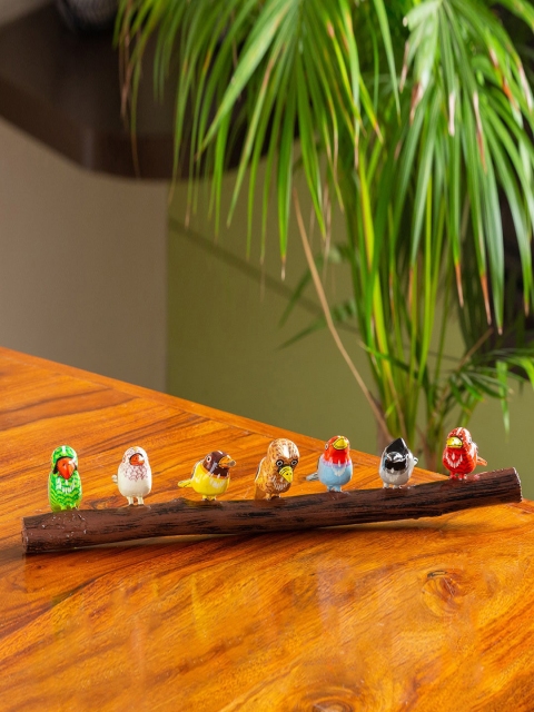 

ExclusiveLane Brown & Red Birdie Picnic Hand-Carved & Handcrafted Showpiece