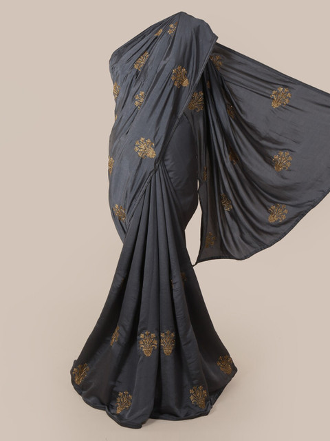 

Pothys Grey Embroidered Art Silk Saree