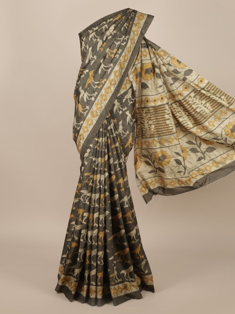 

Pothys Green Printed Jute Silk Saree