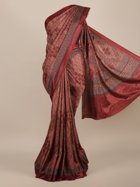 

Pothys Brown Printed Jute Silk Saree
