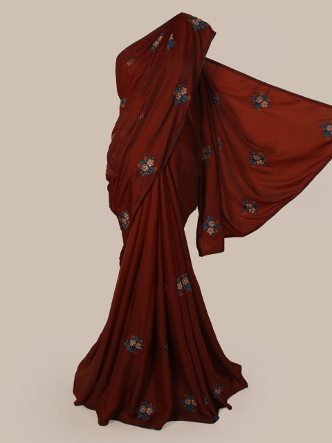 

Pothys Maroon Embroidered Art Silk Saree