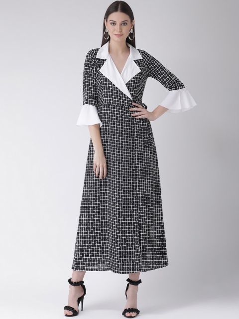 

Texco Women Black & White Checked Wrap Dress