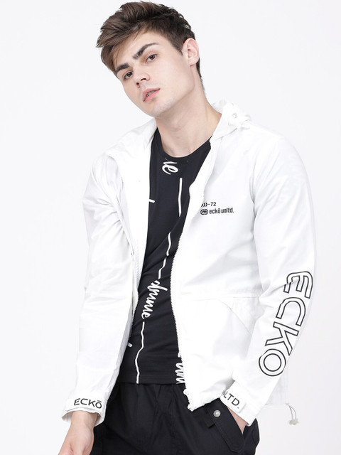 

Ecko Unltd Men White Solid Cotton Hooded Tailored Jacket
