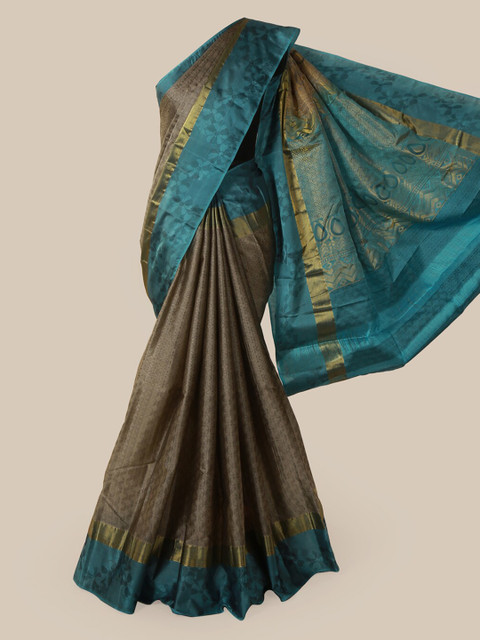 

Pothys Grey & Blue Pure Silk Woven Design Saree