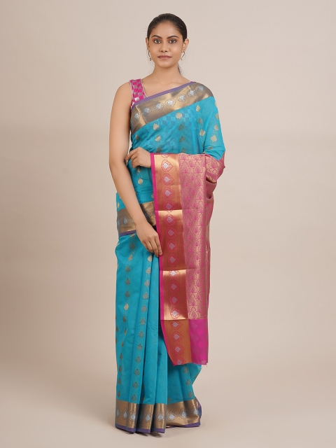 

Pothys Blue & Golden Woven Design Saree