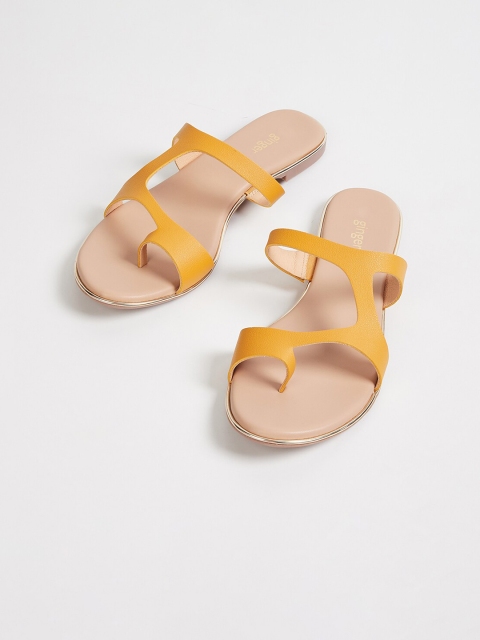 

Ginger by Lifestyle Women Mustard Colourblocked PU Open Toe Flats