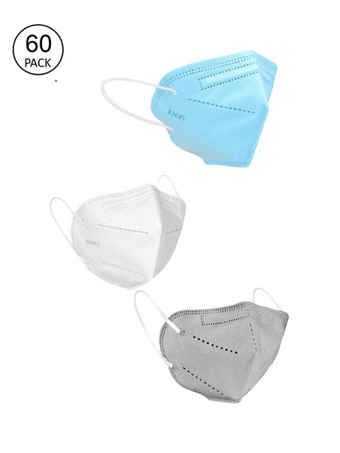 

OOMPH Unisex Pack Of 60 5-Ply Reusable Anti-Pollution KN95 Face Masks, Blue