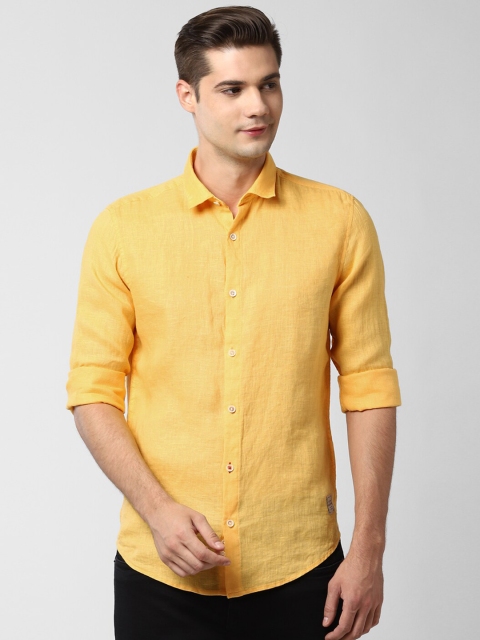 

Peter England Men Yellow Pure Linen Solid Casual Shirt