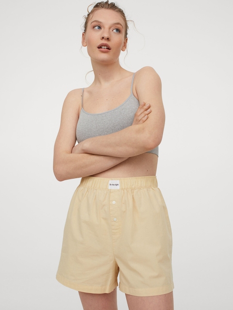 

H&M Women Yellow Solid Cotton Shorts