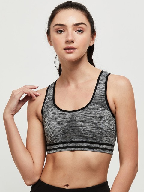 

max Grey Melange Printed Non-Wired Lightly Padded Workout Bra SU21SPORTS01GREY