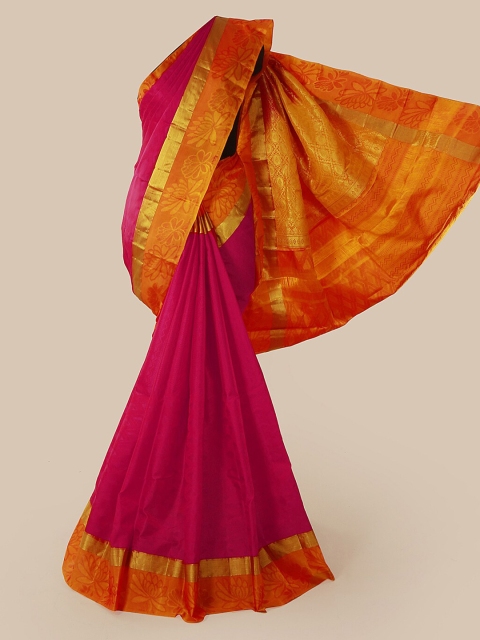 

Pothys Pink Solid Pure Silk Saree