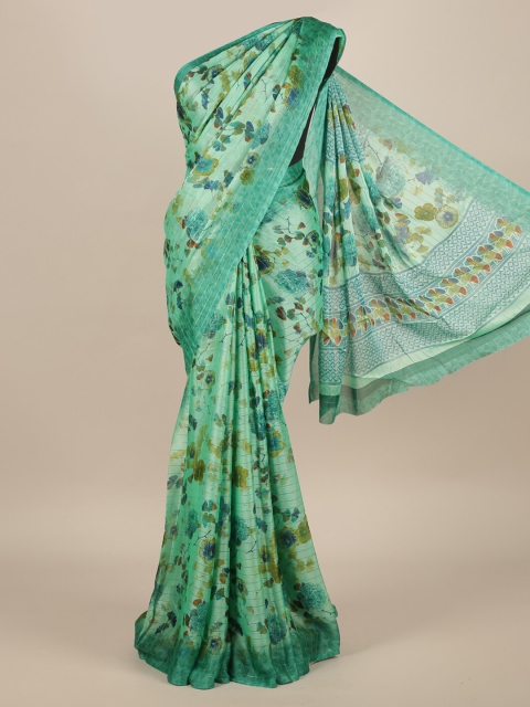 

Pothys Sea Green & Blue Poly Chiffon Floral Printed Saree