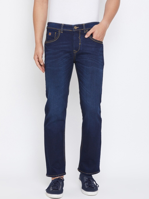 

Canary London Men Navy Blue Washed Straight Smart Fit Clean Look Stretchable Jeans