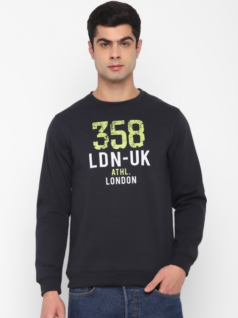 

American Crew Men Navy Blue & White Printed Sweatshirt