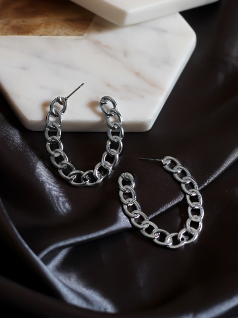 

Bellofox Silver-Toned Geometric Drop Earrings