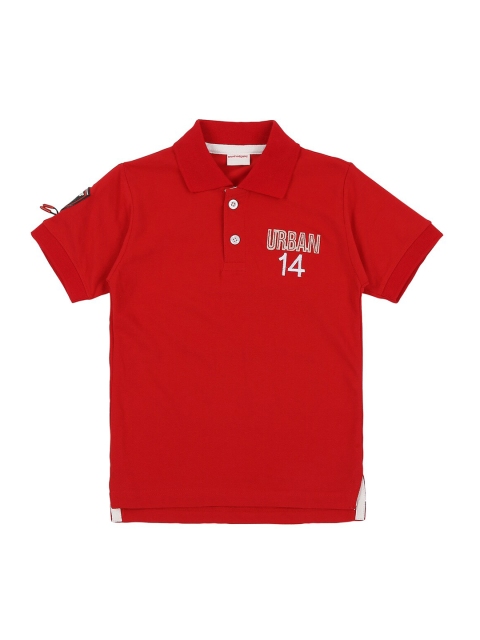 

RAINE AND JAINE Boys Red Pure Cotton Solid Polo Collar Pure Cotton T-shirt