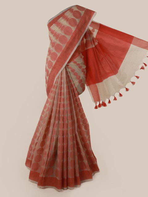 

Pothys Cream-Coloured Printed Supernet Saree