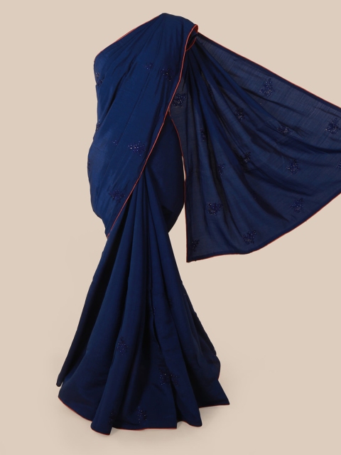 

Pothys Blue Embroidered Art Silk Saree