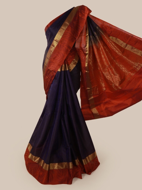 

Pothys Blue Solid Pure Silk Saree