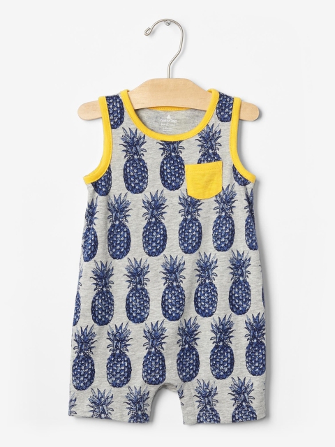 

GAP Boys Grey & Blue Pineapple Printed Tank Shortie One-Piece Romper