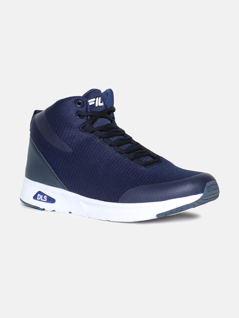 

FILA Men Navy Blue Woven Design Mid-Top Sneakers