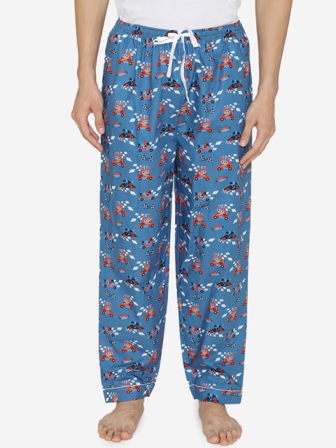 

Fluffalump Men Blue Printed Cotton Lounge Pants