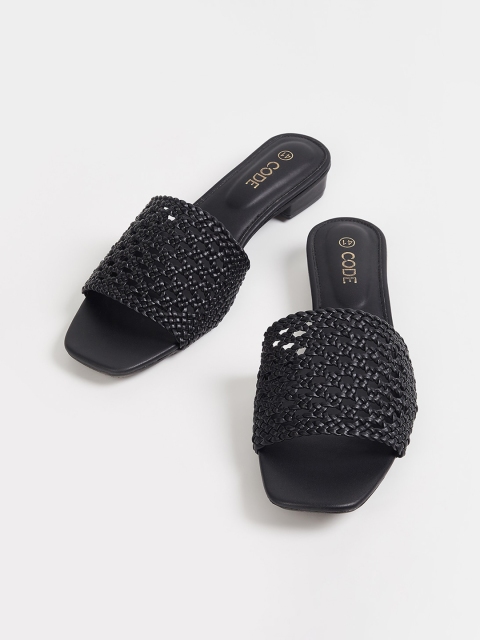 

CODE by Lifestyle Women Black Textured Mules