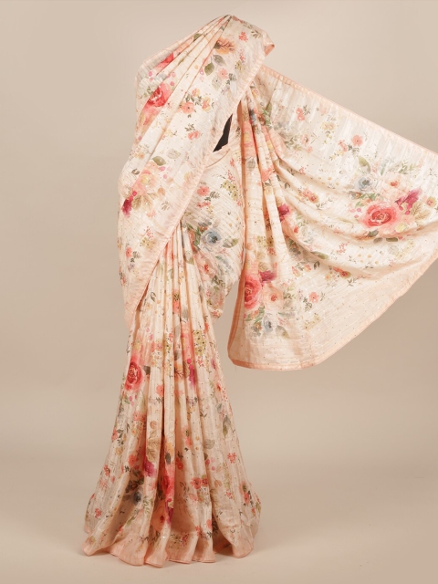 

Pothys Cream-Coloured Pure Silk Printed Tussar Saree