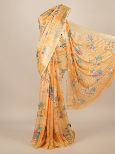 

Pothys Yellow Printed Poly Chiffon Saree