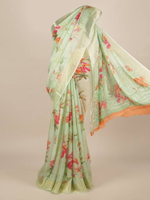 

Pothys Green Printed Poly Chiffon Saree