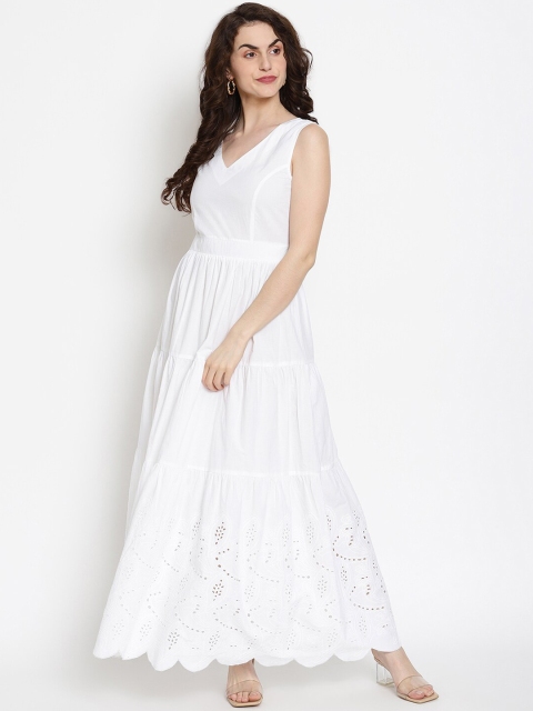 

VANCA ECO Women White Solid Sustainable Maxi Dress