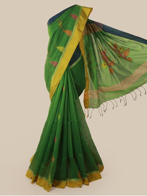 

Pothys Green Printed Cotton Blend Saree